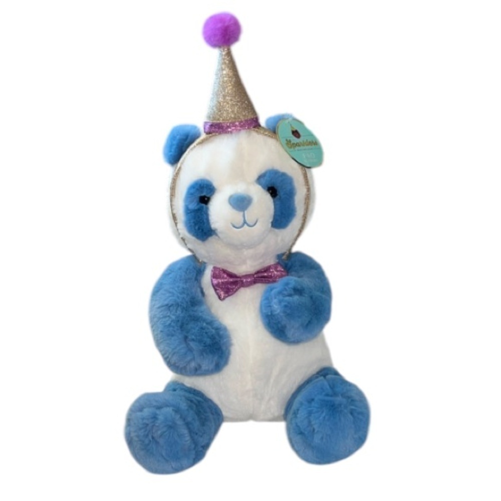 🆕 FAO Schwarz  Sparklers Wear and Share Plush Panda Bear Birthday Blue/White